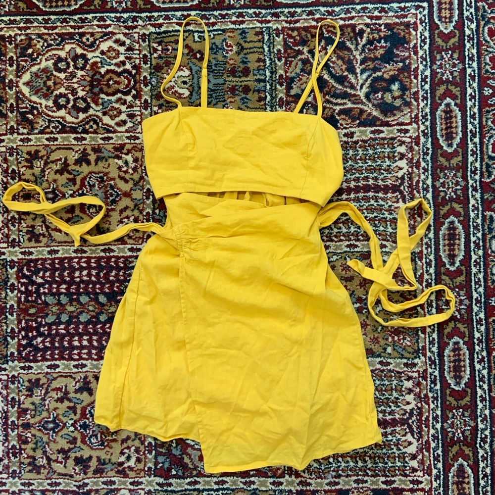 Yellow linen dress